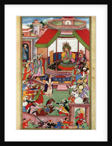 Abu'l-Fazl ibn Mubarak presenting the Akbarnama to Akbar by Anonymous