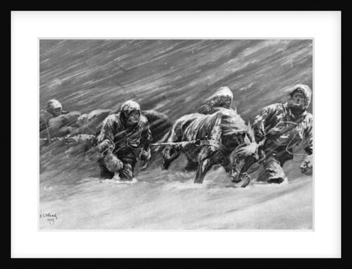 The trek during the snowstorm by Stanley L Wood