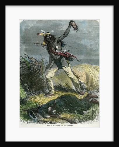 Indian scalping his dead enemy by Anonymous