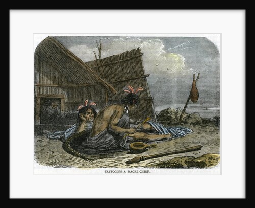 Tattooing a Maori Chief by Anonymous