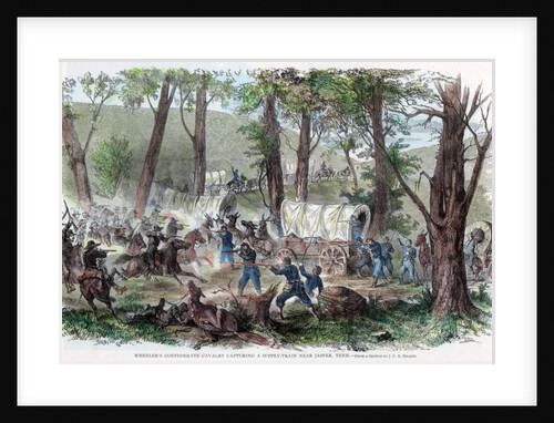 Wheeler's Confederate cavalry capturing a supply train near Jasper, Tennessee by Anonymous