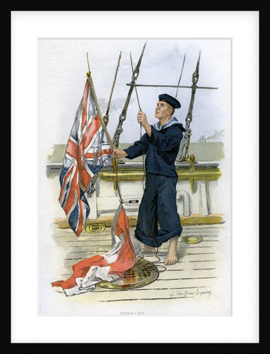Royal Navy sailor signalling by William Christian Symons