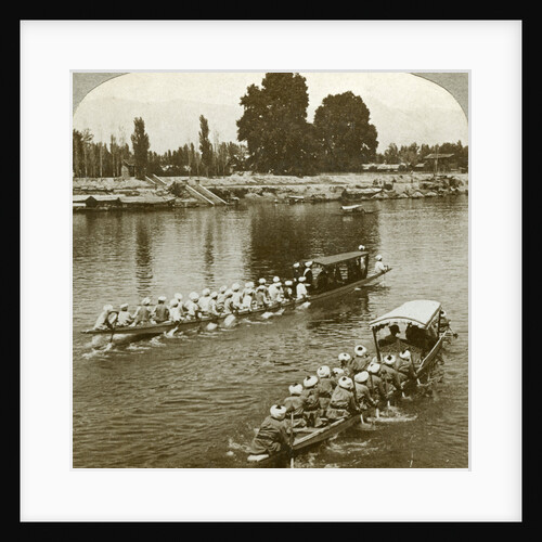 Lady Curzxon travelling on the state barge of the Maharaja, Kashmir, India by Underwood & Underwood