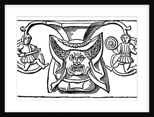 Carving of a woman wearing a horned headdress by Anonymous