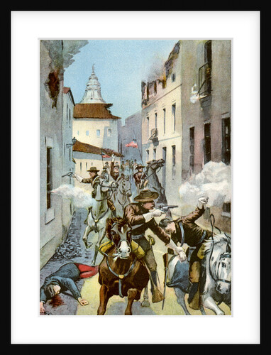 Street fight in Santiago, Cuba, Spanish-American War by Anonymous