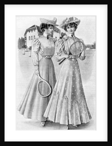 Tennis gowns, girls' attire for August by Anonymous