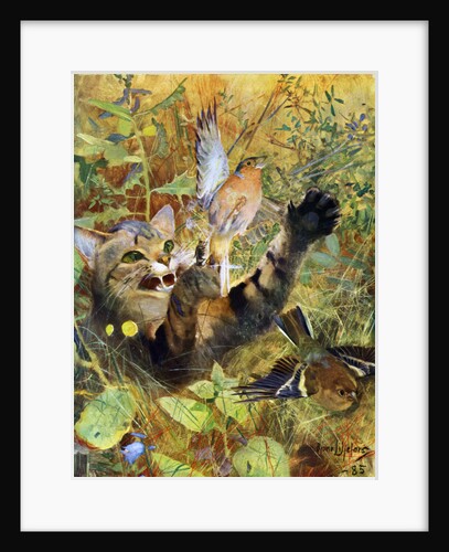 A Cat and a Chaffinch by Bruno Liljefors