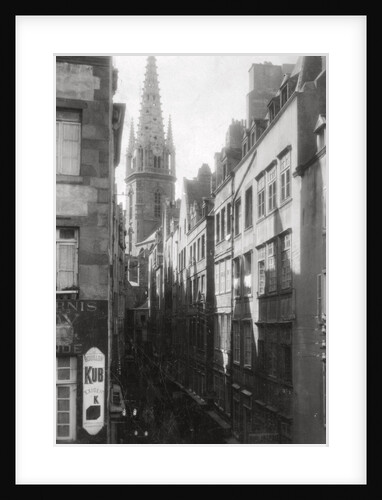 Street scene, showing the cathedral spire, St Malo, Brittany, France by Anonymous