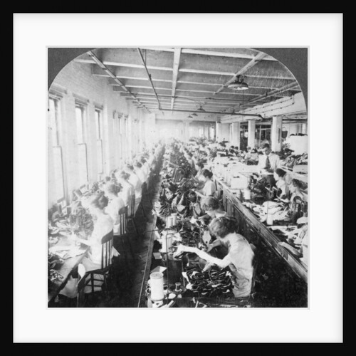 Sewing room in a large shoe factory, Syracuse, New York, USA by Keystone View Company