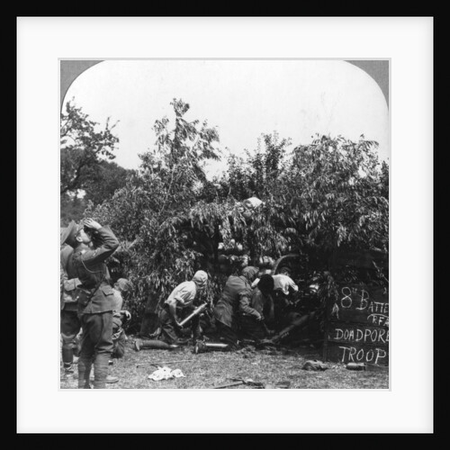 British gunners donning masks as protection against German gas shells, World War I by Realistic Travels Publishers