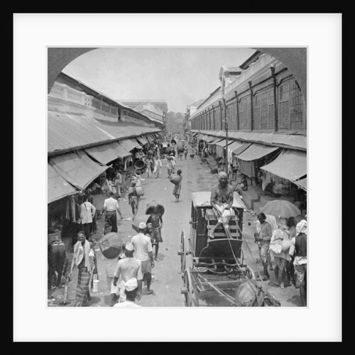 One of the chief native market streets, Rangoon, Burma by Stereo Travel Co