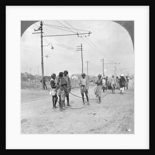 Men about to draw a heavy load, Rangoon, Burma by Stereo Travel Co