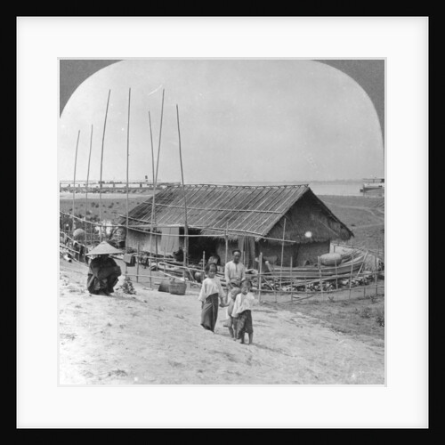 House built of bamboo on rafts, Bhamo, Burma by Stereo Travel Co