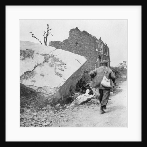 Blockhouse destroyed by a mine, Lomme, near Armentières, France, World War I by Nightingale & Co