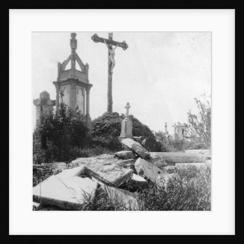 Damaged graves, old communal cemetery, Ypres, Belgium, World War I by Nightingale & Co