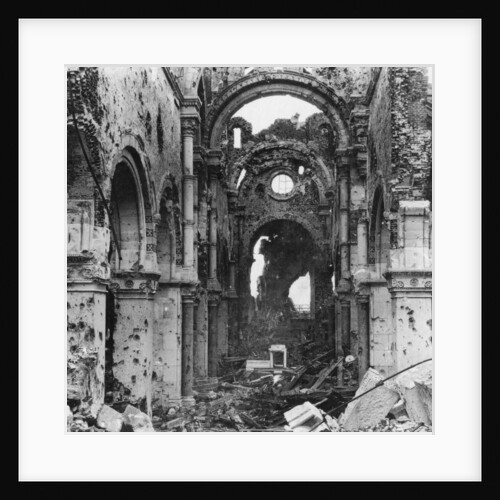 Damaged interior of Albert Cathedral, France, World War I by Nightingale & Co