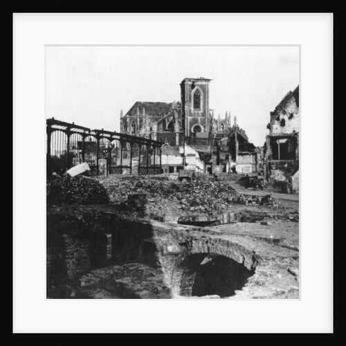 Damaged exterior of the Church of St Vaast, Armentières, France, World War I by Nightingale & Co