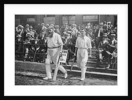 Dr WG Grace, English cricketer, walking out to bat by WA Rouch