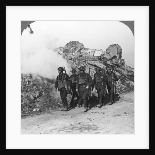 Troops passing the ruins of Monchy on the way up the line, France, World War I by Realistic Travels Publishers
