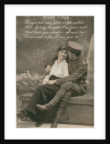 Romantic postcard featuring a soldier and his sweetheart, c1914-18 by Anonymous