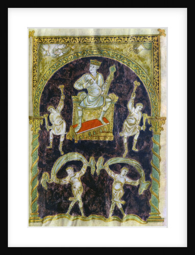 King David enthroned, dancers, end of 9th century (890-900), Abbey of St Gall by Anonymous