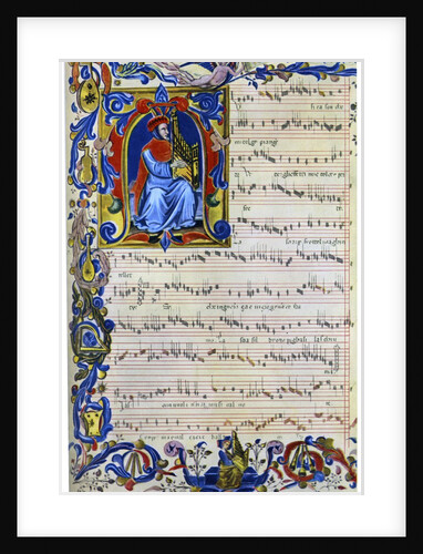 Francesco Landino playing a portative organ by Anonymous