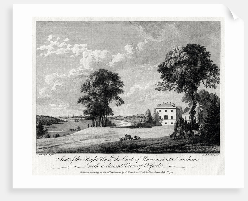 Seat of the Right Honourable the Earl of Harcourt at Nuneham, with a distant view of Oxford by Michael Angelo Rooker