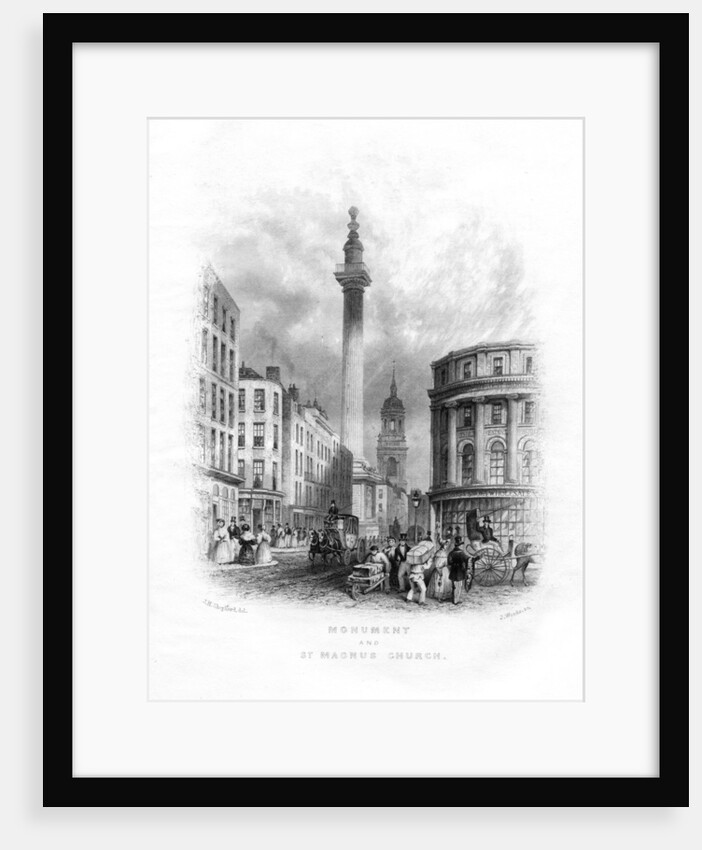 Monument and Church of St Magnus the Martyr, London by J Woods
