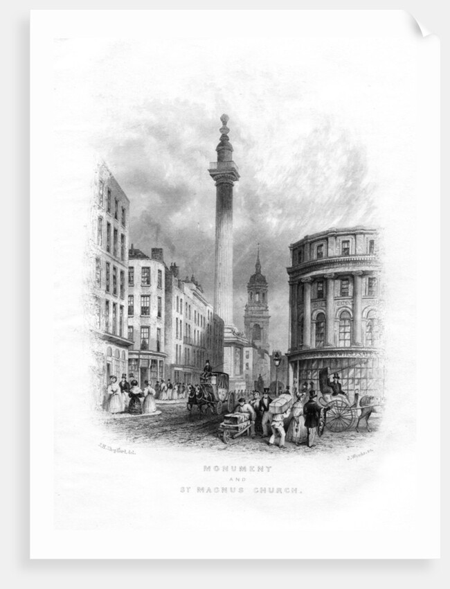 Monument and Church of St Magnus the Martyr, London by J Woods