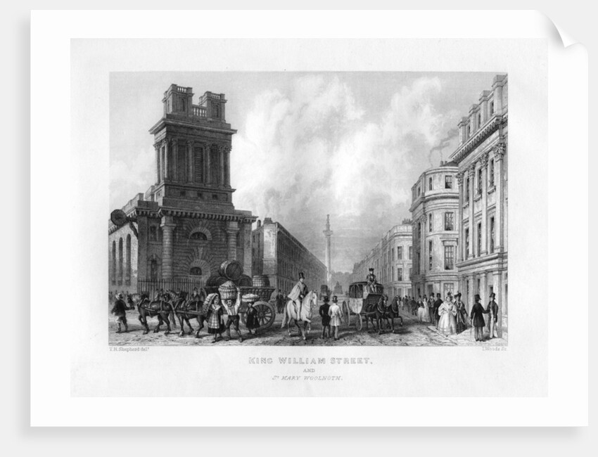 King William Street and St Mary Woolnoth, London by J Woods
