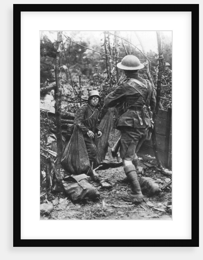 A German soldier surrenders, Aisne, France, World War I by Anonymous