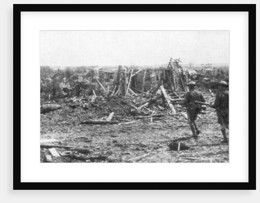 British soldiers exploring the ruins of Albert, Somme, France by Anonymous