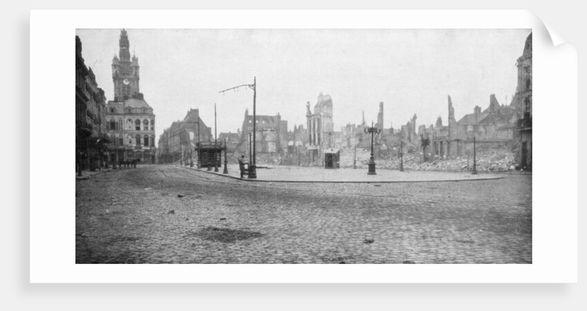 The ruins and bell tower of Douai, France by Anonymous