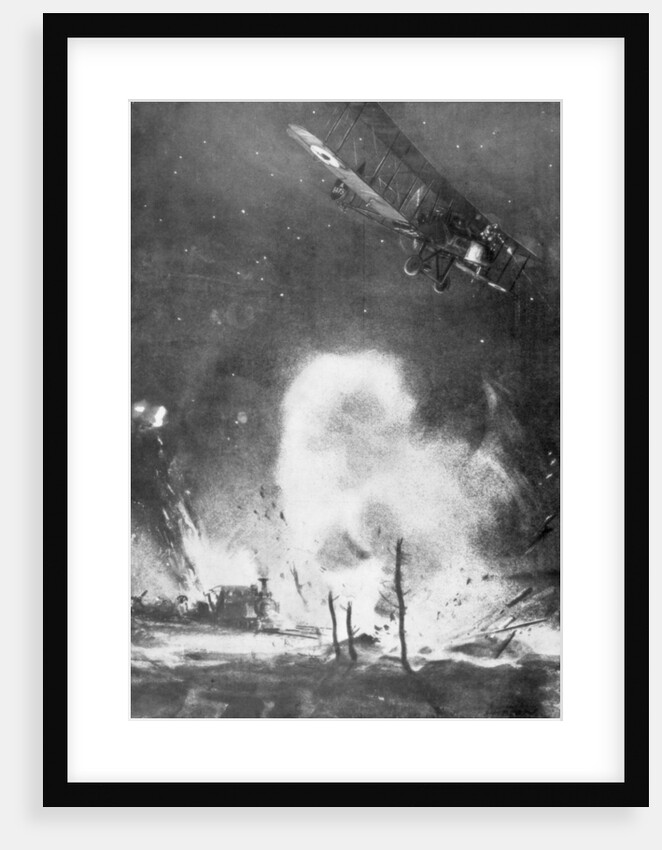 British air bombardment over the German lines, World War I by Joseph Simpson