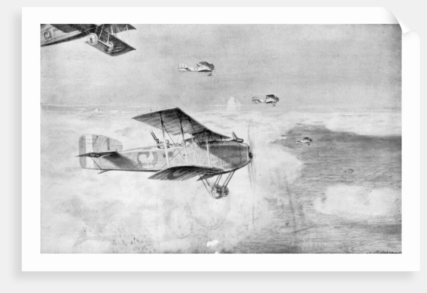 A French squadron of daytime bombers above a sea of clouds by Etienne Cournault
