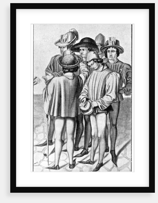 Men wearing favours in their hats by Anonymous
