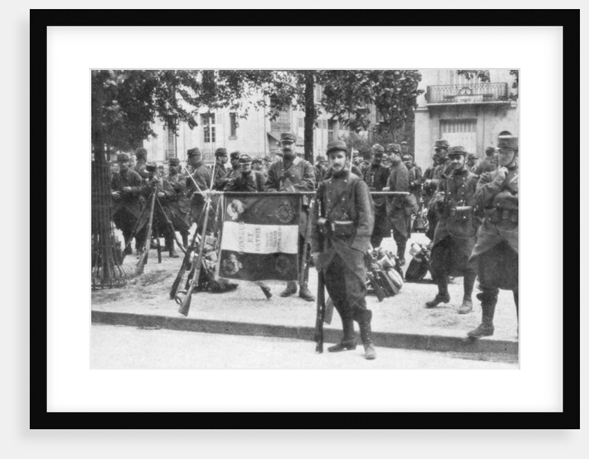 Troops and flag of the French 102nd infantry, Saint-Francois-Xavier, Paris, France, August 1914 by Anonymous