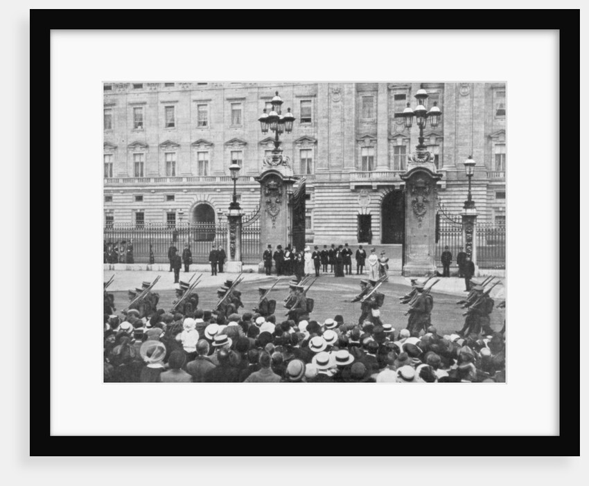 British soldiers marching past Buckingham Palace, London, August 1914 by Anonymous