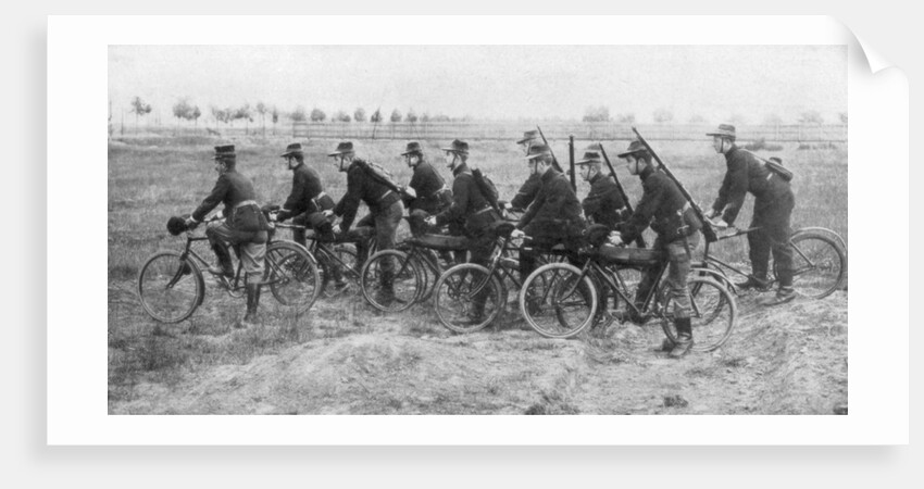 Belgian bicycle troops in Haelen, Belgium, August 1914 by Montigny
