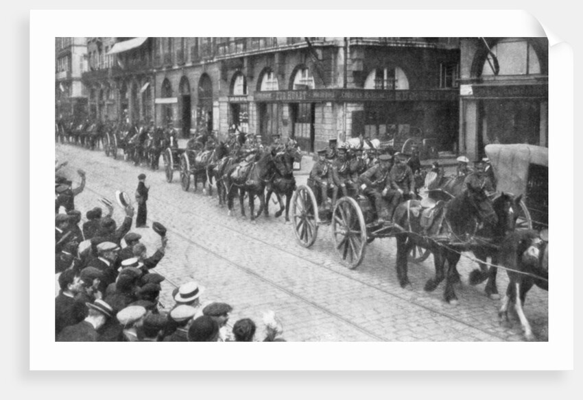 British Horse drawn artillery in Rouen, France, August 1914 by Anonymous
