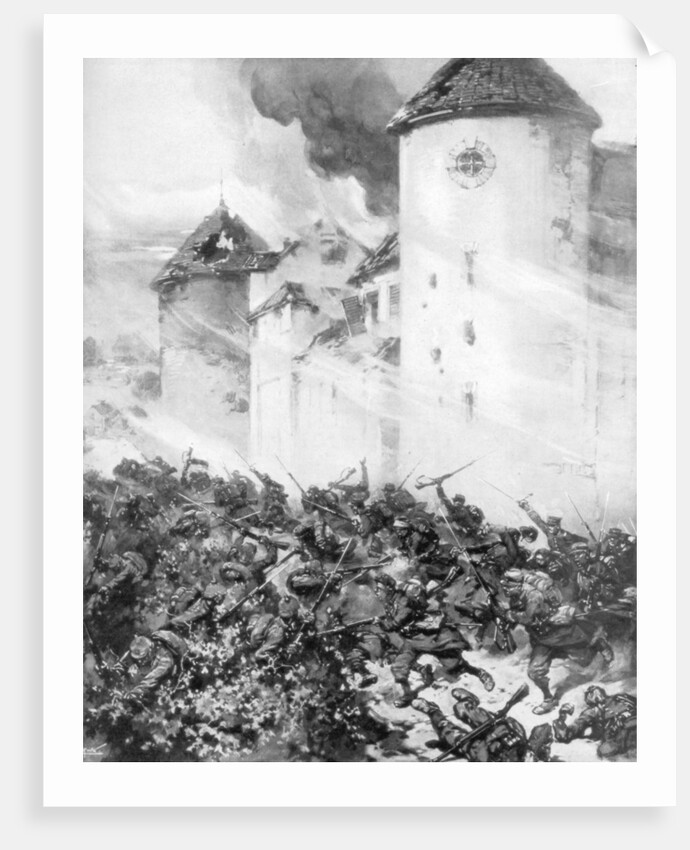 French and Germans battle under the walls of Chateau de Mondement, France by MHW Koekkok