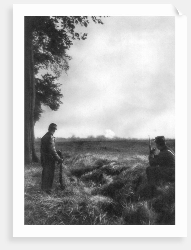 French soldiers watching artillery fire, 1st Battle of the Marne, France, 5-12 September 1914 by Anonymous