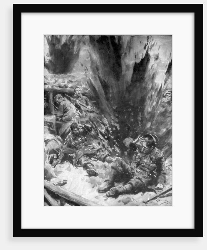 A German Shell Explodes in a British Trench by Arthur C Michael