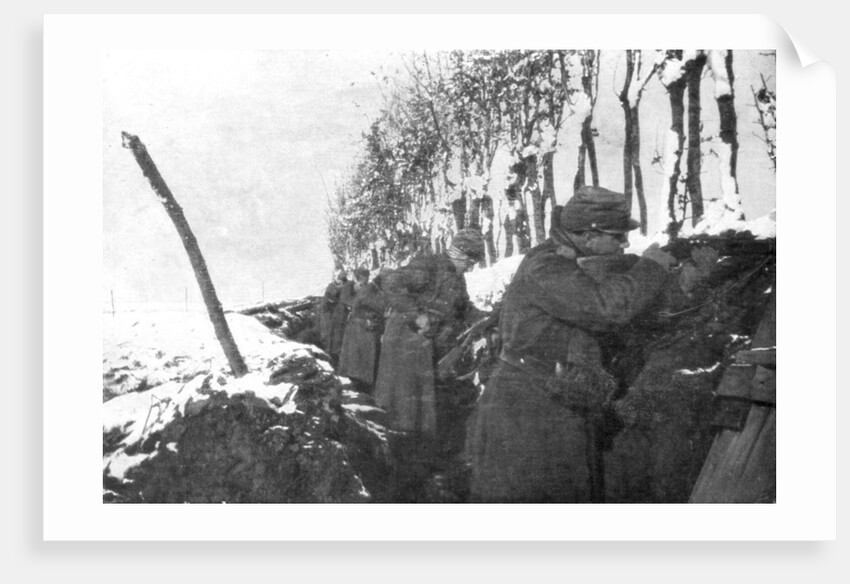 A trench full of reserve infantry, Pas-de-Calais, France, winter by Anonymous