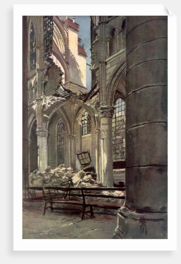 Interior of the Ruins of Saint Jean des Vignes Abbey, Soissons', France by Francois Flameng