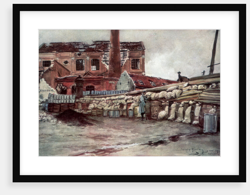 'Factory Barricade, Soissons', France by Francois Flameng