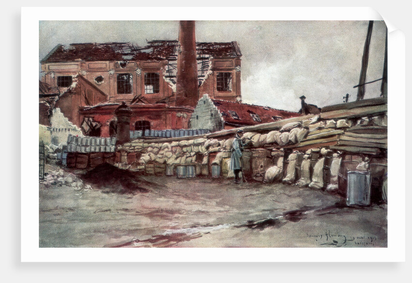 'Factory Barricade, Soissons', France by Francois Flameng