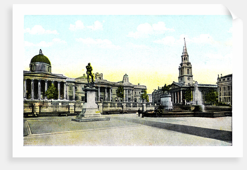 Gordon's Statue and National Gallery, Trafalgar Square, London by Anonymous