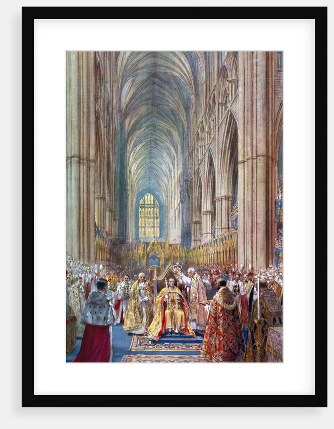 'The Act of Crowning', George VI's coronation ceremony, Westminster Abbey, London by Henry Charles Brewer