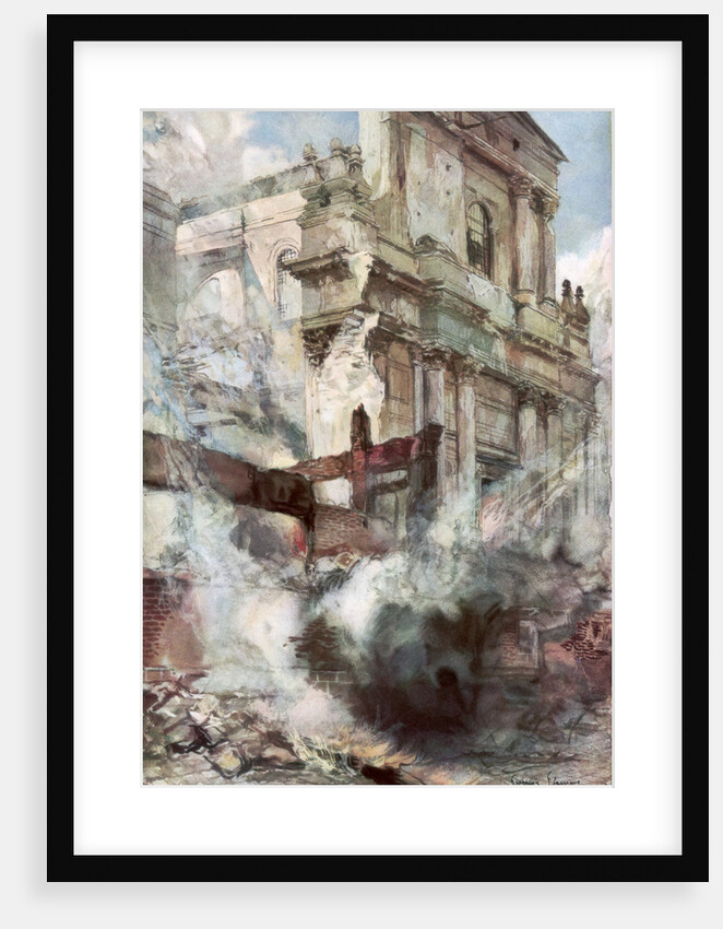 Arras Cathedral on Fire by Francois Flameng